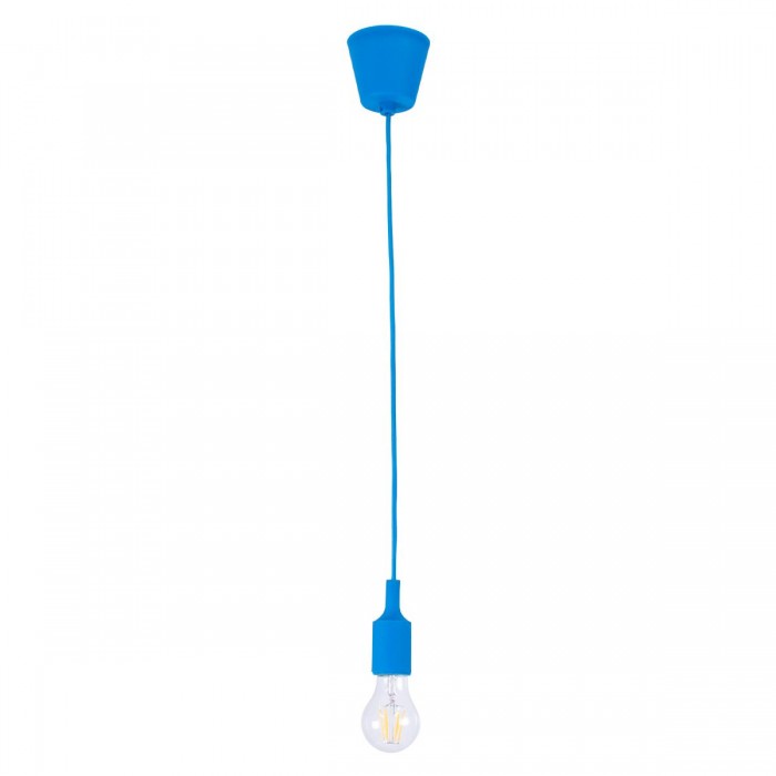 GloboStar® CABLITO 61558 Μοντέρνο Κρεμαστό Φωτιστικό Ανάρτηση Μονόφωτο 1 x E27 IP20 Μπλε Σιλικόνη - Μ4 x Π4 x Υ110cm