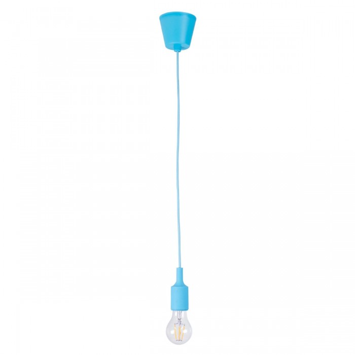 GloboStar® CABLITO 61559 Μοντέρνο Κρεμαστό Φωτιστικό Ανάρτηση Μονόφωτο 1 x E27 Γαλάζιο Σιλικόνη - Μ4 x Π4 x Υ110cm