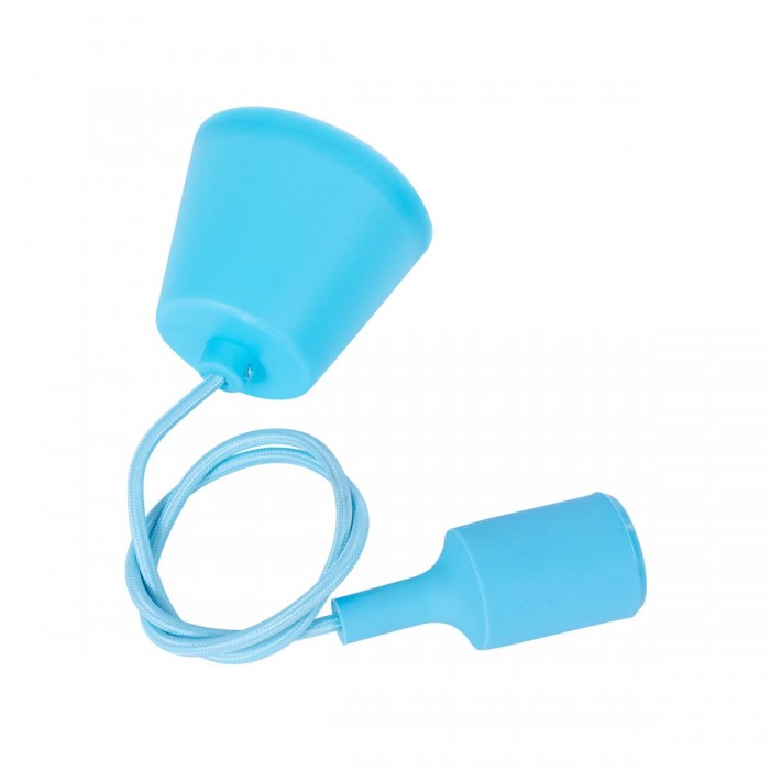 GloboStar® CABLITO 61559 Μοντέρνο Κρεμαστό Φωτιστικό Ανάρτηση Μονόφωτο 1 x E27 Γαλάζιο Σιλικόνη - Μ4 x Π4 x Υ110cm