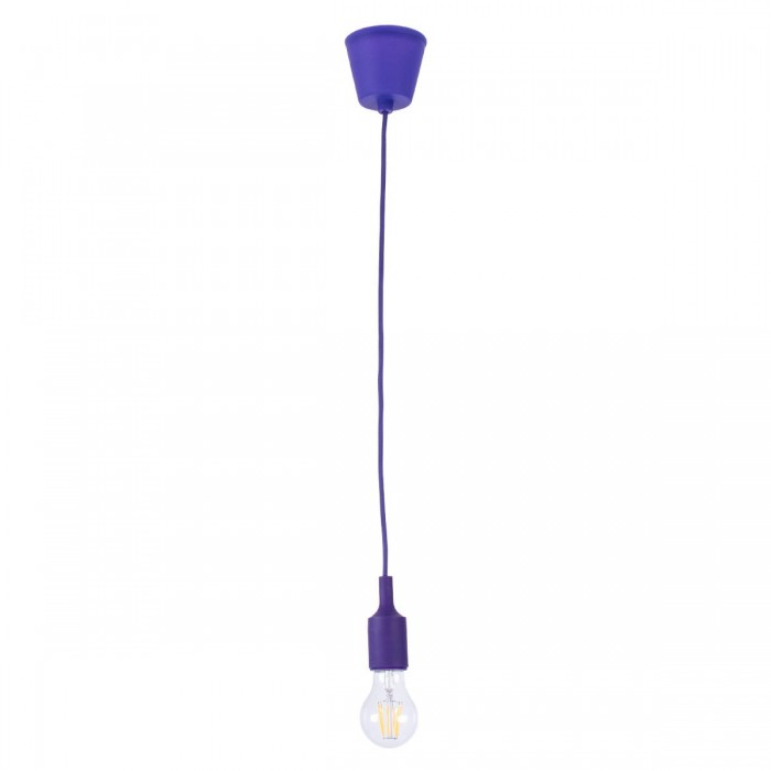 GloboStar® CABLITO 61560 Μοντέρνο Κρεμαστό Φωτιστικό Ανάρτηση Μονόφωτο 1 x E27 Μωβ Σιλικόνη - Μ4 x Π4 x Υ110cm