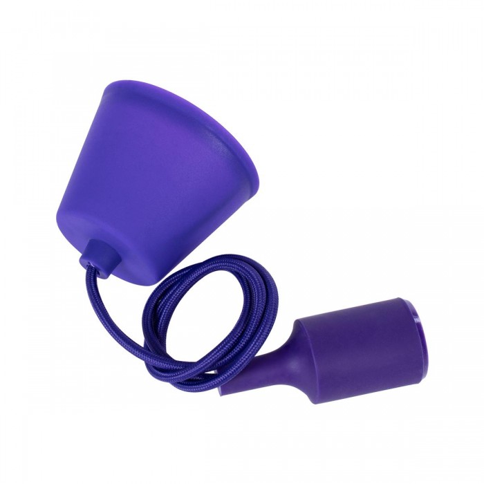 GloboStar® CABLITO 61560 Μοντέρνο Κρεμαστό Φωτιστικό Ανάρτηση Μονόφωτο 1 x E27 Μωβ Σιλικόνη - Μ4 x Π4 x Υ110cm