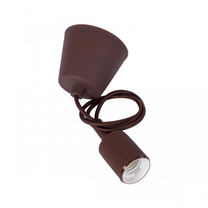 GloboStar® CABLITO 61561 Μοντέρνο Κρεμαστό Φωτιστικό Ανάρτηση Μονόφωτο 1 x E27 IP20 Καφέ Σιλικόνη - Μ4 x Π4 x Υ110cm