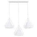 GloboStar® EIFFEL 61570 Vintage Κρεμαστό Φωτιστικό Οροφής Τρίφωτο 3 x E27 Λευκό Μεταλλικό Πλέγμα με Λευκό Ύφασμα Μ68 x Π25 x Υ130cm