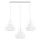 GloboStar® EIFFEL 61570 Vintage Κρεμαστό Φωτιστικό Οροφής Τρίφωτο 3 x E27 Λευκό Μεταλλικό Πλέγμα με Λευκό Ύφασμα Μ68 x Π25 x Υ130cm