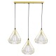 GloboStar® EIFFEL 61571 Vintage Κρεμαστό Φωτιστικό Οροφής Τρίφωτο 3 x E27 Χρυσό Μεταλλικό Πλέγμα με Λευκό Ύφασμα Μ68 x Π25 x Υ130cm