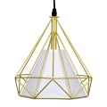 GloboStar® EIFFEL 61571 Vintage Κρεμαστό Φωτιστικό Οροφής Τρίφωτο 3 x E27 Χρυσό Μεταλλικό Πλέγμα με Λευκό Ύφασμα Μ68 x Π25 x Υ130cm
