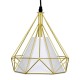 GloboStar® EIFFEL 61571 Vintage Κρεμαστό Φωτιστικό Οροφής Τρίφωτο 3 x E27 Χρυσό Μεταλλικό Πλέγμα με Λευκό Ύφασμα Μ68 x Π25 x Υ130cm