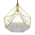 GloboStar® EIFFEL 61571 Vintage Κρεμαστό Φωτιστικό Οροφής Τρίφωτο 3 x E27 Χρυσό Μεταλλικό Πλέγμα με Λευκό Ύφασμα Μ68 x Π25 x Υ130cm