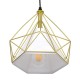 GloboStar® EIFFEL 61571 Vintage Κρεμαστό Φωτιστικό Οροφής Τρίφωτο 3 x E27 Χρυσό Μεταλλικό Πλέγμα με Λευκό Ύφασμα Μ68 x Π25 x Υ130cm