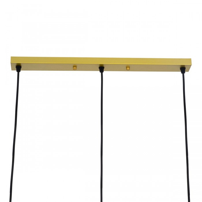 GloboStar® EIFFEL 61571 Vintage Κρεμαστό Φωτιστικό Οροφής Τρίφωτο 3 x E27 Χρυσό Μεταλλικό Πλέγμα με Λευκό Ύφασμα Μ68 x Π25 x Υ130cm