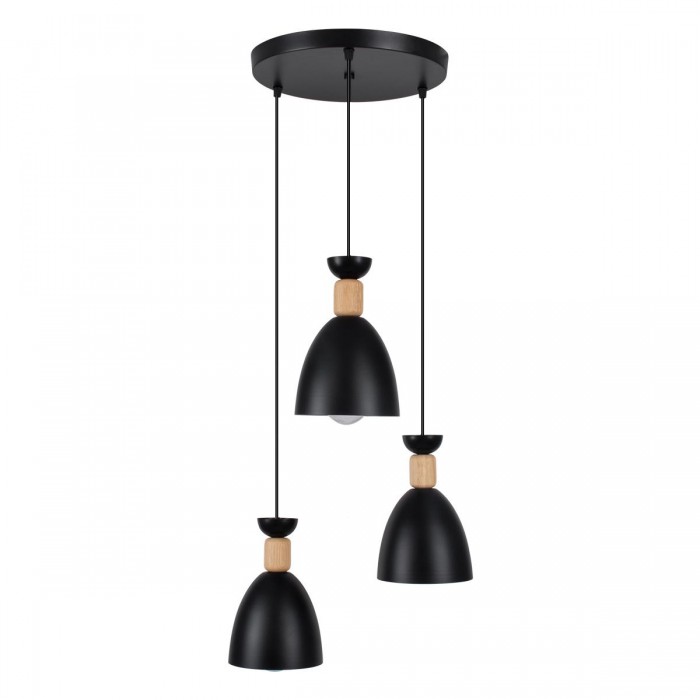 GloboStar® AVA 61572 Μοντέρνο Κρεμαστό Φωτιστικό Καμπάνα Τρίφωτο 3 x E27 IP20 Μαύρο Μέταλλο με Μπεζ Ξύλο - Μ35 x Π35 x Υ130cm GloboStar® AVA 61572 Μοντέρνο Κρεμαστό Φωτιστικό Καμπάνα Τρίφωτο 3 x E27 IP20 Μαύρο Μέταλλο με Μπεζ Ξύλο - Μ35 x Π35 x Υ130cm