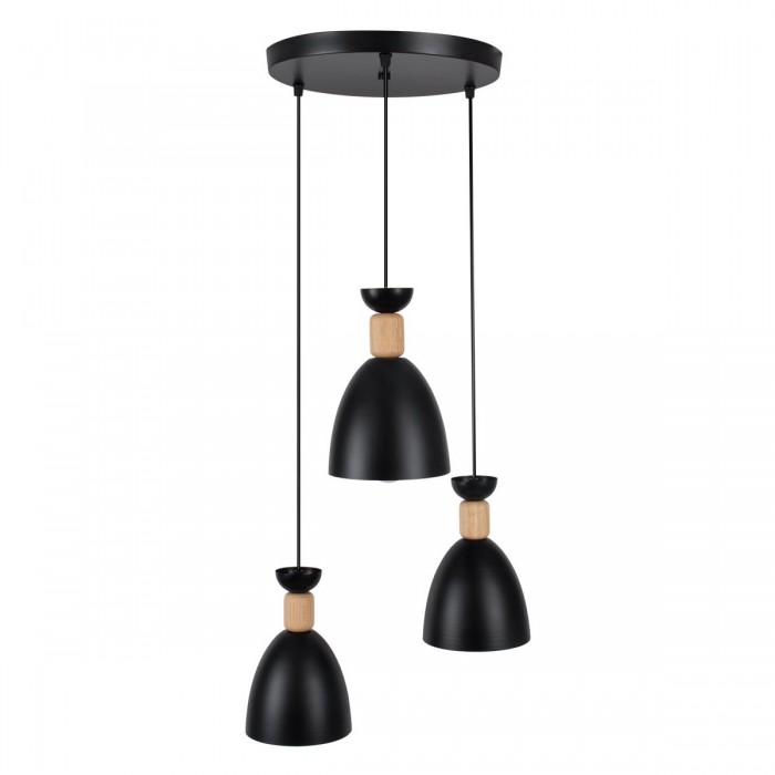 GloboStar® AVA 61572 Μοντέρνο Κρεμαστό Φωτιστικό Καμπάνα Τρίφωτο 3 x E27 IP20 Μαύρο Μέταλλο με Μπεζ Ξύλο - Μ35 x Π35 x Υ130cm GloboStar® AVA 61572 Μοντέρνο Κρεμαστό Φωτιστικό Καμπάνα Τρίφωτο 3 x E27 IP20 Μαύρο Μέταλλο με Μπεζ Ξύλο - Μ35 x Π35 x Υ130cm