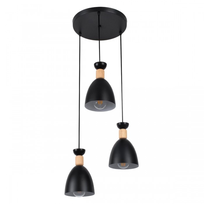 GloboStar® AVA 61572 Μοντέρνο Κρεμαστό Φωτιστικό Καμπάνα Τρίφωτο 3 x E27 IP20 Μαύρο Μέταλλο με Μπεζ Ξύλο - Μ35 x Π35 x Υ130cm GloboStar® AVA 61572 Μοντέρνο Κρεμαστό Φωτιστικό Καμπάνα Τρίφωτο 3 x E27 IP20 Μαύρο Μέταλλο με Μπεζ Ξύλο - Μ35 x Π35 x Υ130cm
