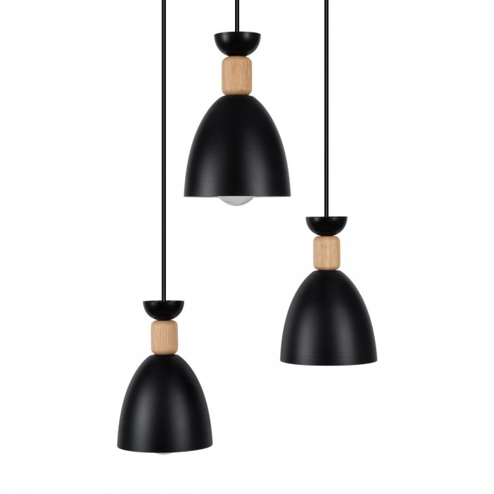 GloboStar® AVA 61572 Μοντέρνο Κρεμαστό Φωτιστικό Καμπάνα Τρίφωτο 3 x E27 IP20 Μαύρο Μέταλλο με Μπεζ Ξύλο - Μ35 x Π35 x Υ130cm GloboStar® AVA 61572 Μοντέρνο Κρεμαστό Φωτιστικό Καμπάνα Τρίφωτο 3 x E27 IP20 Μαύρο Μέταλλο με Μπεζ Ξύλο - Μ35 x Π35 x Υ130cm