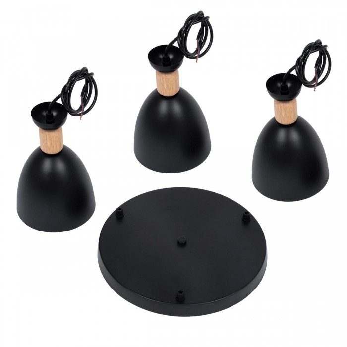GloboStar® AVA 61572 Μοντέρνο Κρεμαστό Φωτιστικό Καμπάνα Τρίφωτο 3 x E27 IP20 Μαύρο Μέταλλο με Μπεζ Ξύλο - Μ35 x Π35 x Υ130cm GloboStar® AVA 61572 Μοντέρνο Κρεμαστό Φωτιστικό Καμπάνα Τρίφωτο 3 x E27 IP20 Μαύρο Μέταλλο με Μπεζ Ξύλο - Μ35 x Π35 x Υ130cm