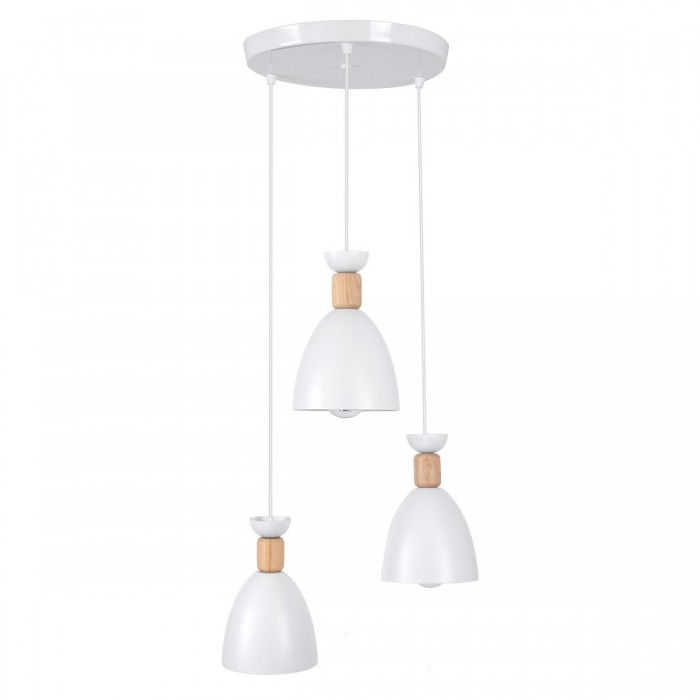 GloboStar® AVA 61573 Μοντέρνο Κρεμαστό Φωτιστικό Καμπάνα Τρίφωτο 3 x E27 IP20 Λευκό Μέταλλο με Μπεζ Ξύλο - Μ35 x Π35 x Υ130cm GloboStar® AVA 61573 Μοντέρνο Κρεμαστό Φωτιστικό Καμπάνα Τρίφωτο 3 x E27 IP20 Λευκό Μέταλλο με Μπεζ Ξύλο - Μ35 x Π35 x Υ130cm