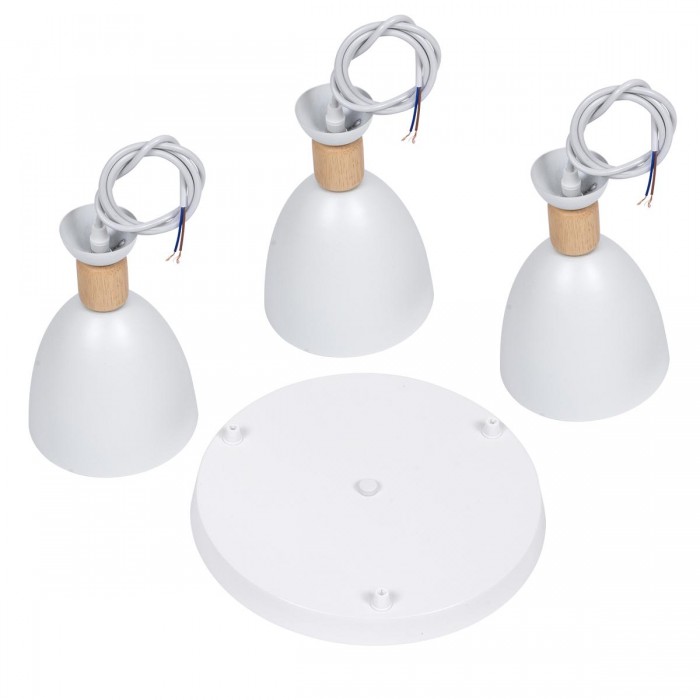 GloboStar® AVA 61573 Μοντέρνο Κρεμαστό Φωτιστικό Καμπάνα Τρίφωτο 3 x E27 IP20 Λευκό Μέταλλο με Μπεζ Ξύλο - Μ35 x Π35 x Υ130cm GloboStar® AVA 61573 Μοντέρνο Κρεμαστό Φωτιστικό Καμπάνα Τρίφωτο 3 x E27 IP20 Λευκό Μέταλλο με Μπεζ Ξύλο - Μ35 x Π35 x Υ130cm