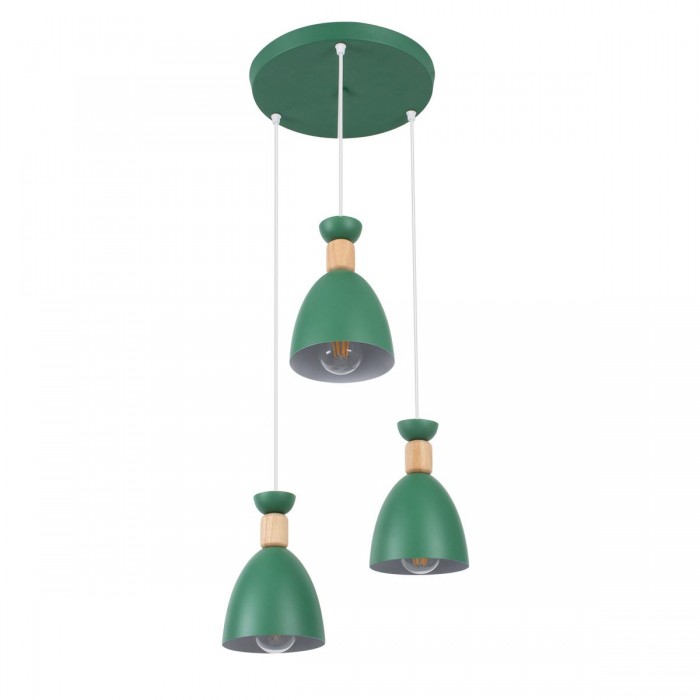GloboStar® AVA 61575 Μοντέρνο Κρεμαστό Φωτιστικό Καμπάνα Τρίφωτο 3 x E27 IP20 Πράσινο Μέταλλο με Μπεζ Ξύλο - Μ35 x Π35 x Υ130cm GloboStar® AVA 61575 Μοντέρνο Κρεμαστό Φωτιστικό Καμπάνα Τρίφωτο 3 x E27 IP20 Πράσινο Μέταλλο με Μπεζ Ξύλο - Μ35 x Π35 x Υ130cm