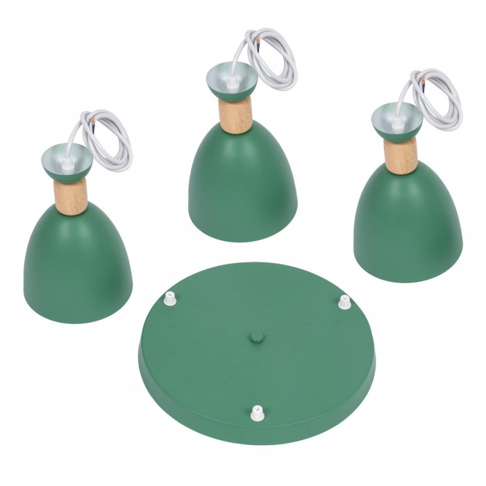 GloboStar® AVA 61575 Μοντέρνο Κρεμαστό Φωτιστικό Καμπάνα Τρίφωτο 3 x E27 IP20 Πράσινο Μέταλλο με Μπεζ Ξύλο - Μ35 x Π35 x Υ130cm GloboStar® AVA 61575 Μοντέρνο Κρεμαστό Φωτιστικό Καμπάνα Τρίφωτο 3 x E27 IP20 Πράσινο Μέταλλο με Μπεζ Ξύλο - Μ35 x Π35 x Υ130cm