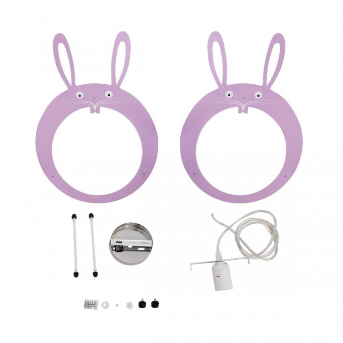 GloboStar® BUNNY 61577 Μοντέρνο Παιδικό Κρεμαστό Φωτιστικό Οροφής Μονόφωτο 1 x E27 Ροζ PVC Φιγούρα Λαγουδάκι Μ27.2 x Π15.5 x Υ40cm