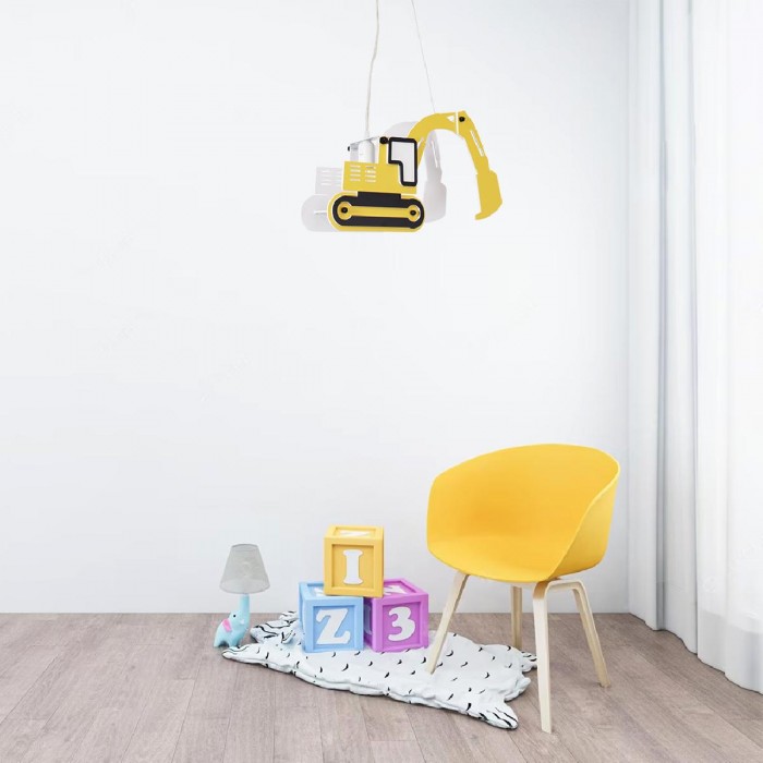 GloboStar® EXCAVATOR 61579 Παιδικό Κρεμαστό Φωτιστικό Φιγούρα Μονόφωτο 1 x E27 IP20 Κίτρινο & Μαύρο Πλαστικό - Μ45 x Π15.5 x Υ27cm GloboStar® EXCAVATOR 61579 Παιδικό Κρεμαστό Φωτιστικό Φιγούρα Μονόφωτο 1 x E27 IP20 Κίτρινο & Μαύρο Πλαστικό - Μ45 x Π15.5 x Υ27cm