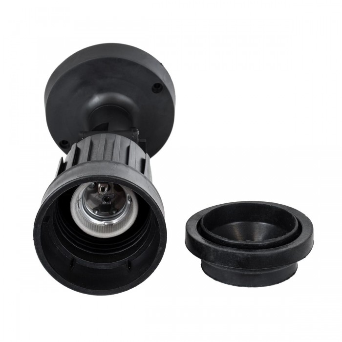 GLOBOSTAR® GRASEDO 61615 Φωτιστικό Σποτ για Λάμπα PAR38 με Ντουί 1 x E27 AC 220-240V Αδιάβροχο IP67 - Μαύρο Ματ - Μ9.5 x Π9.5 x Υ22cm