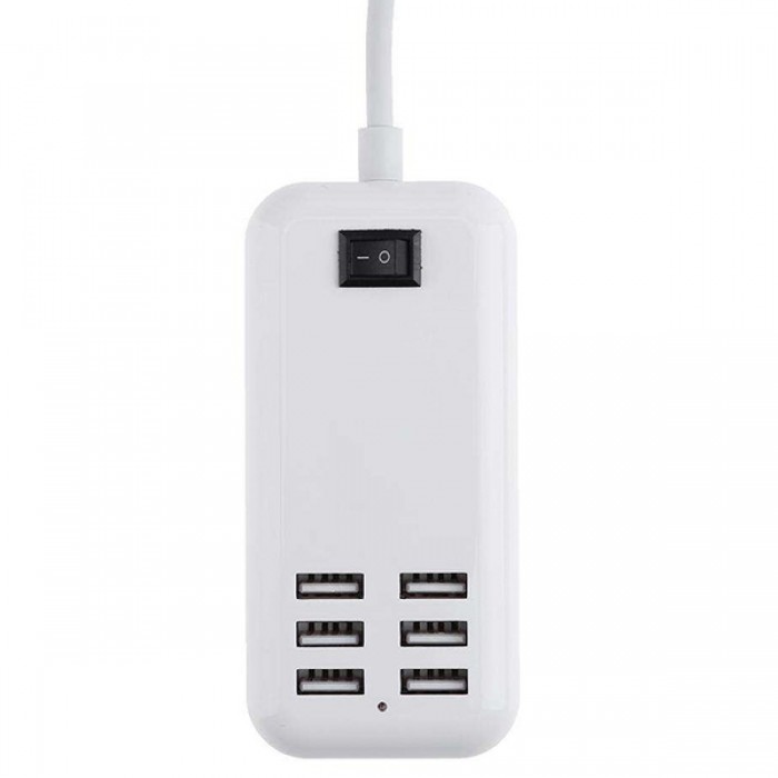 Φορτιστής USB 6 Θέσεων με ON / OFF Διακόπτη 4A 20 Watt 5V DC Λευκός GloboStar 69998 Φορτιστής USB 6 Θέσεων με ON / OFF Διακόπτη 4A 20 Watt 5V DC Λευκός GloboStar 69998
