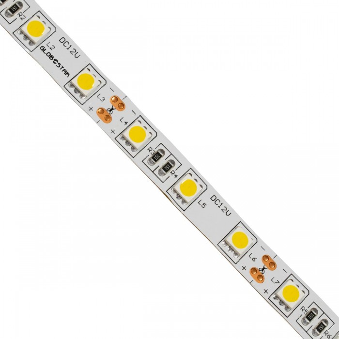 GloboStar® 70022 Ταινία LED SMD 5050 5m 14.4W/m 60LED/m 1584lm/m 120° DC 12V IP20 Θερμό Λευκό 3000K - 5 Χρόνια Εγγύηση