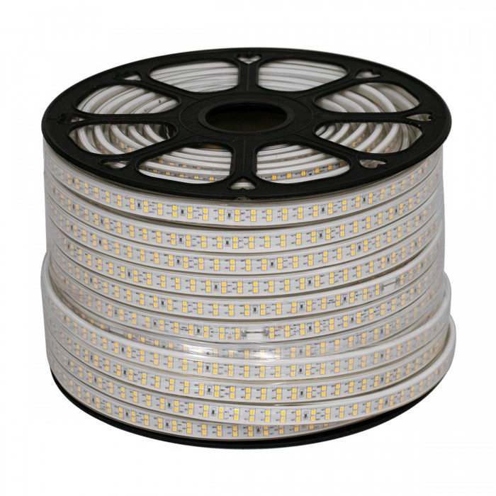 GloboStar® 70512 Wide Ταινία Διπλής Σειράς Epistar LED SMD 2835 1m 24W/m 180LED/m 3216lm/m 120° DC 230V Αδιάβροχη IP68 Θερμό Λευκό 3000K Dimmable