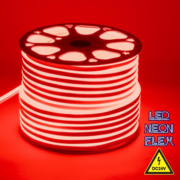 GloboStar® 70563 OVALE 120° Degree Neon Flex Epistar LED SMD 2835 1m 12W/m 120LED/m 1212lm/m 120° DC 24V Αδιάβροχη IP68 Κόκκινο Dimmable GloboStar® 70563 OVALE 120° Degree Neon Flex Epistar LED SMD 2835 1m 12W/m 120LED/m 1212lm/m 120° DC 24V Αδιάβροχη IP68 Κόκκινο Dimmable