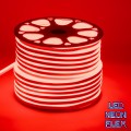 GloboStar® 70573 OVALE 120° Degree Neon Flex Epistar LED SMD 2835 1m 12W/m 120LED/m 1212lm/m 120° DC 230V Αδιάβροχη IP68 Κόκκινο Dimmable