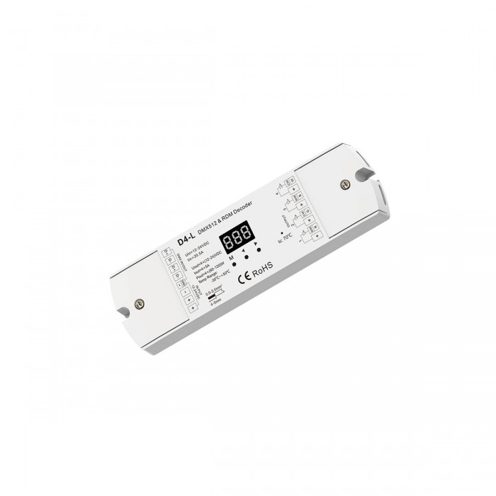 GloboStar® 70668 D4-L SKYDANCE DC DMX & RDM Dimmer High Speed Controller / Decoder 4 Καναλιών DC 12-24V 4 x 5A 120W - Max 20.5A 480W - IP20 Μ17 x Π5 x Υ2.5cm - 5 Years Warranty GloboStar® 70668 D4-L SKYDANCE DC DMX & RDM Dimmer High Speed Controller / Decoder 4 Καναλιών DC 12-24V 4 x 5A 120W - Max 20.5A 480W - IP20 Μ17 x Π5 x Υ2.5cm - 5 Years Warranty