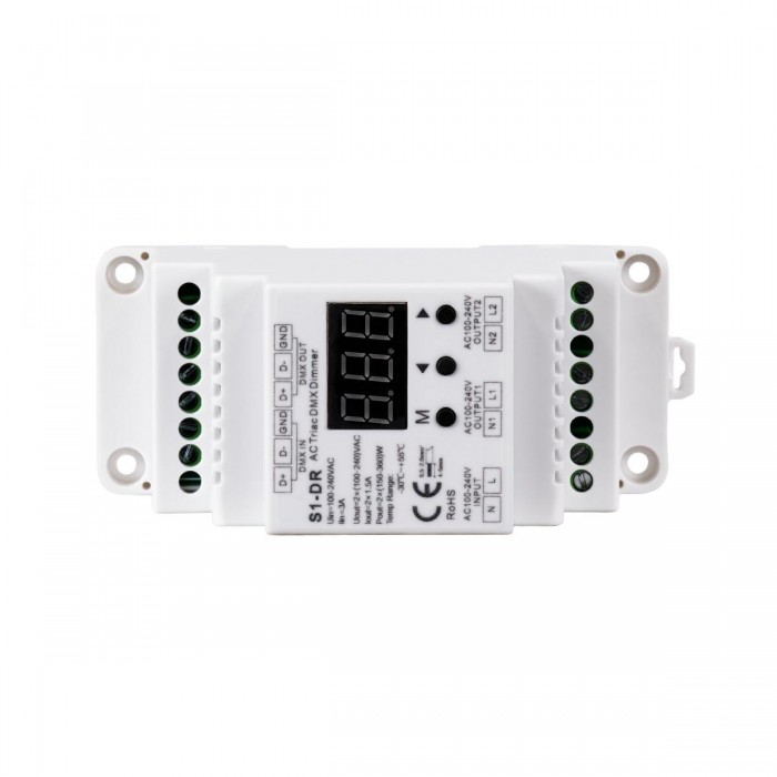GloboStar® 70670 S1-DR SKYDANCE AC Triac DMX Dimmer Din Rail Ράγας 2 Καναλιών AC 100-240V 2 x 1.5A 360W - Max 3A 720W - IP20 DMX512 Μ11.5 x Π5 x Υ6.5cm - 5 Years Warranty GloboStar® 70670 S1-DR SKYDANCE AC Triac DMX Dimmer Din Rail Ράγας 2 Καναλιών AC 100-240V 2 x 1.5A 360W - Max 3A 720W - IP20 DMX512 Μ11.5 x Π5 x Υ6.5cm - 5 Years Warranty