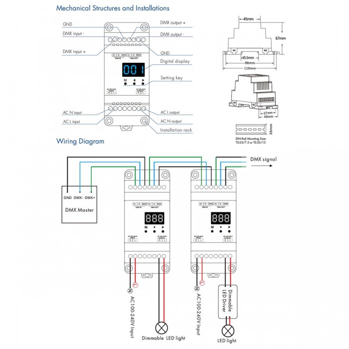 GloboStar® 70672 S1-D1 SKYDANCE AC Triac DMX Dimmer Din Rail Ράγας 1 Καναλιού AC 100-240V 1 x 2A 480W - Max 2A 480W - IP20 DMX512 Μ11.5 x Π5 x Υ6.5cm - 5 Years Warranty GloboStar® 70672 S1-D1 SKYDANCE AC Triac DMX Dimmer Din Rail Ράγας 1 Καναλιού AC 100-240V 1 x 2A 480W - Max 2A 480W - IP20 DMX512 Μ11.5 x Π5 x Υ6.5cm - 5 Years Warranty