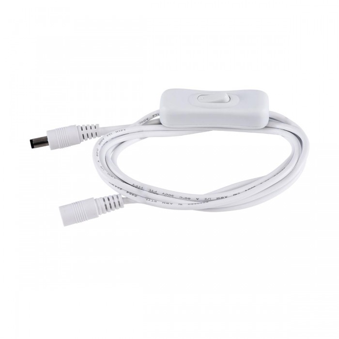 GloboStar® 70681 Καλώδιο Διακόπτης ON/OFF DC 12-24V 180cm από Jack Male 2.1x5.5mm σε Female 2.1x5.5mm Λευκό L185 x W1.9 x H1.5cm GloboStar® 70681 Καλώδιο Διακόπτης ON/OFF DC 12-24V 180cm από Jack Male 2.1x5.5mm σε Female 2.1x5.5mm Λευκό L185 x W1.9 x H1.5cm