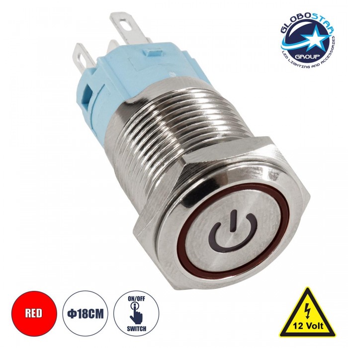 GloboStar® 70781 LED Φωτιζόμενος Διακόπτης Χωνευτός - Μπουτόν On/Off Ανοξείδωτος DC 12V με Angel Eye Αδιάβροχο Φ18mm IP67 Κόκκινο GloboStar® 70781 LED Φωτιζόμενος Διακόπτης Χωνευτός - Μπουτόν On/Off Ανοξείδωτος DC 12V με Angel Eye Αδιάβροχο Φ18mm IP67 Κόκκινο