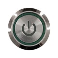 GloboStar® 70782 LED Φωτιζόμενος Διακόπτης Χωνευτός - Μπουτόν On/Off Ανοξείδωτος DC 12V με Angel Eye Αδιάβροχο Φ18mm IP67 Πράσινο