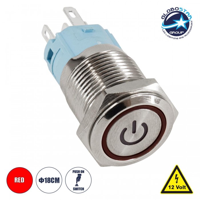 GloboStar® 70786 LED Φωτιζόμενος Διακόπτης Χωνευτός - Μπουτόν PUSH On Ανοξείδωτος DC 12V με Angel Eye Αδιάβροχο Φ18mm IP67 Κόκκινο GloboStar® 70786 LED Φωτιζόμενος Διακόπτης Χωνευτός - Μπουτόν PUSH On Ανοξείδωτος DC 12V με Angel Eye Αδιάβροχο Φ18mm IP67 Κόκκινο