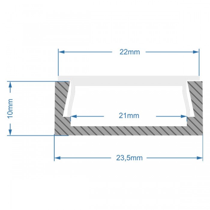 GloboStar® SURFACE-PROFILE 70809-1M Προφίλ Αλουμινίου - Βάση & Ψύκτρα Ταινίας LED με Λευκό Γαλακτερό Κάλυμμα - Επιφανειακή Χρήση - Πατητό Κάλυμμα - Ασημί - 1 Μέτρο - Μ100 x Π2.4 x Υ1.1cm