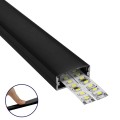 GloboStar® SURFACE-PROFILE 70810-2M Προφίλ Αλουμινίου - Βάση & Ψύκτρα Ταινίας LED με Μαύρο Φιμέ Κάλυμμα - Επιφανειακή Χρήση - Πατητό Κάλυμμα - Μαύρο - 2 Μέτρα - Πακέτο 5 Τεμαχίων - Μ200 x Π2.4 x Υ1.1cm