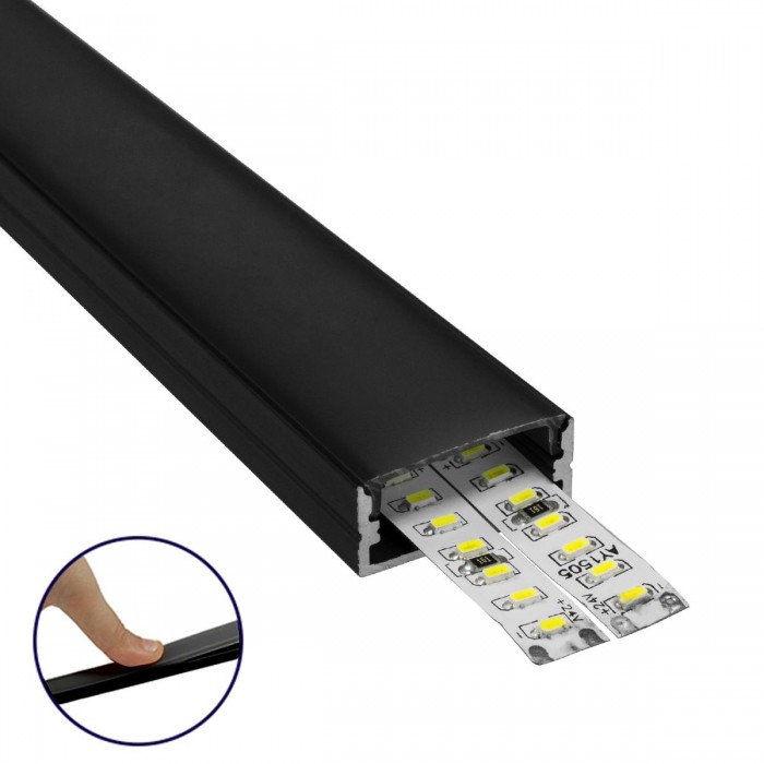 GloboStar® SURFACE-PROFILE 70810-3M Προφίλ Αλουμινίου - Βάση & Ψύκτρα Ταινίας LED με Μαύρο Φιμέ Κάλυμμα - Επιφανειακή Χρήση - Πατητό Κάλυμμα - Μαύρο - 3 Μέτρα - Πακέτο 5 Τεμαχίων - Μ300 x Π2.4 x Υ1.1cm