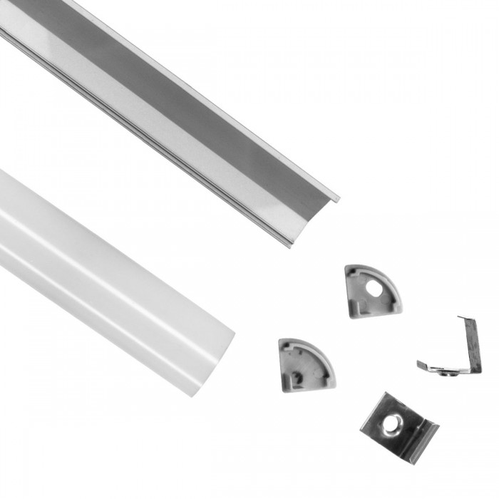 GloboStar® CORNER-PROFILE 70815-1M Προφίλ Αλουμινίου - Βάση & Ψύκτρα Ταινίας LED με Λευκό Γαλακτερό Κάλυμμα - Επιφανειακή Γωνιακή Χρήση - Πατητό Κάλυμμα - Ασημί - 1 Μέτρο - Μ100 x Π1.6 x Υ1.6cm