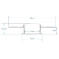 GloboStar® PLASTERBOARD-PROFILE 70819-1M Προφίλ Αλουμινίου - Βάση & Ψύκτρα Ταινίας LED με Λευκό Γαλακτερό Κάλυμμα - Χωνευτή Χρήση σε Γυψοσανίδα - Trimless - Πατητό Κάλυμμα - Ασημί - 1 Μέτρο - Μ100 x Π6.7 x Υ1.4cm