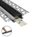 GloboStar® PLASTERBOARD-PROFILE 70820-3M Προφίλ Αλουμινίου - Βάση & Ψύκτρα Ταινίας LED με Μαύρο Φιμέ Κάλυμμα - Χωνευτή Χρήση σε Γυψοσανίδα - Trimless - Πατητό Κάλυμμα - Ασημί - 3 Μέτρα - Πακέτο 5 Τεμαχίων - Μ300 x Π6.7 x Υ1.4cm