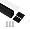 GloboStar® SURFACEPENDANT-PROFILE 70828-3M Προφίλ Αλουμινίου - Βάση & Ψύκτρα Ταινίας LED με Λευκό Γαλακτερό Κάλυμμα - Επιφανειακή & Κρεμαστή Χρήση - Πατητό Κάλυμμα - Μαύρο - 3 Μέτρα - Μ300 x Π5 x Υ7cm