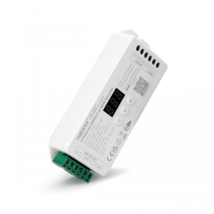 GloboStar® 71425 D3-CX Mi-BOXER DC DMX & RDM Dimmer High Speed Controller / Decoder 3 Καναλιών DC 12-24V 3 x 6A 144W - Max 18A 432W - IP20 Μ13 x Π5 x Υ2.5cm - 5 Years Warranty GloboStar® 71425 D3-CX Mi-BOXER DC DMX & RDM Dimmer High Speed Controller / Decoder 3 Καναλιών DC 12-24V 3 x 6A 144W - Max 18A 432W - IP20 Μ13 x Π5 x Υ2.5cm - 5 Years Warranty