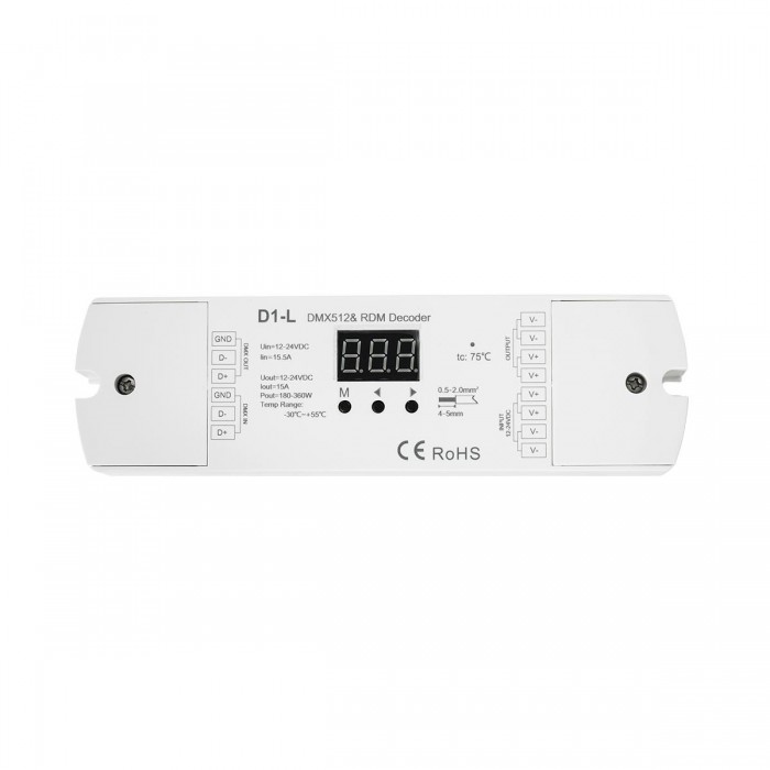GloboStar® 71446 D1-L SKYDANCE DC DMX & RDM Dimmer High Speed Controller / Decoder 1 Καναλιού DC 12-24V 1 x 15.5A 360W - Max 15.5A 360W - IP20 Μ17 x Π5 x Υ2.5cm - 5 Years Warranty GloboStar® 71446 D1-L SKYDANCE DC DMX & RDM Dimmer High Speed Controller / Decoder 1 Καναλιού DC 12-24V 1 x 15.5A 360W - Max 15.5A 360W - IP20 Μ17 x Π5 x Υ2.5cm - 5 Years Warranty