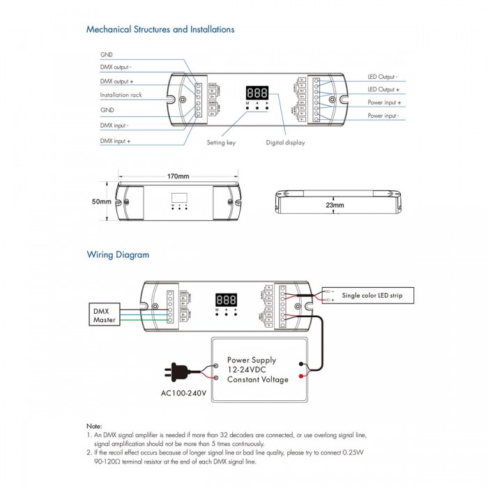 GloboStar® 71446 D1-L SKYDANCE DC DMX & RDM Dimmer High Speed Controller / Decoder 1 Καναλιού DC 12-24V 1 x 15.5A 360W - Max 15.5A 360W - IP20 Μ17 x Π5 x Υ2.5cm - 5 Years Warranty GloboStar® 71446 D1-L SKYDANCE DC DMX & RDM Dimmer High Speed Controller / Decoder 1 Καναλιού DC 12-24V 1 x 15.5A 360W - Max 15.5A 360W - IP20 Μ17 x Π5 x Υ2.5cm - 5 Years Warranty