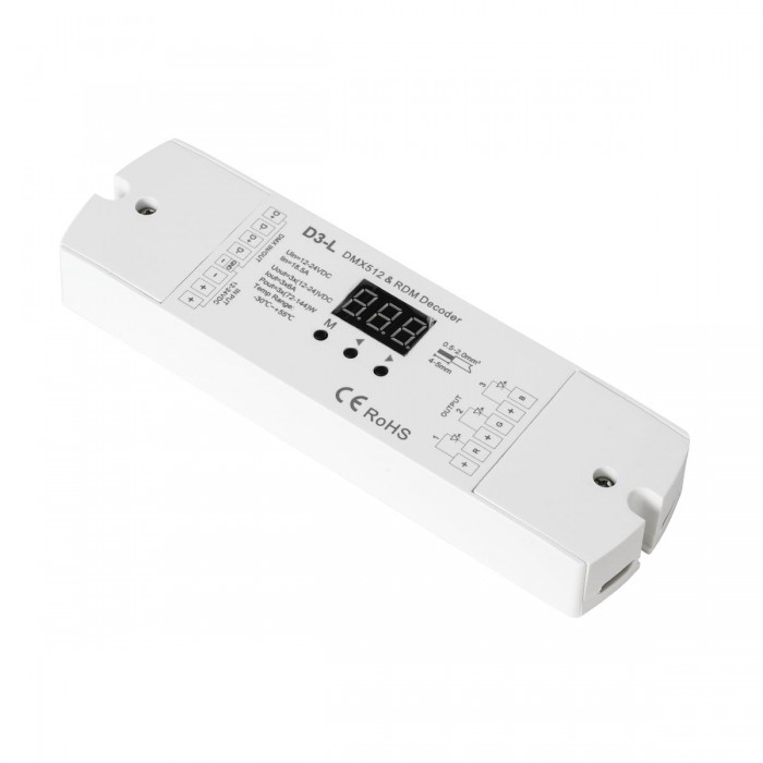 GloboStar® 71447 D3-L SKYDANCE DC DMX & RDM Dimmer High Speed Controller / Decoder 3 Καναλιών DC 12-24V 3 x 6A 144W - Max 18.5A 432W - IP20 Μ17 x Π5 x Υ2.5cm - 5 Years Warranty GloboStar® 71447 D3-L SKYDANCE DC DMX & RDM Dimmer High Speed Controller / Decoder 3 Καναλιών DC 12-24V 3 x 6A 144W - Max 18.5A 432W - IP20 Μ17 x Π5 x Υ2.5cm - 5 Years Warranty