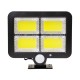 GloboStar® 71462 Αυτόνομος Ηλιακός Προβολέας LED 128 4 x COB 30W 1600lm με Ενσωματωμένη Μπαταρία 2400mAh - Φωτοβολταϊκό Πάνελ με Αισθητήρα Ημέρας-Νύχτας - PIR Αισθητήρα Κίνησης Αδιάβροχο IP65 Ψυχρό Λευκό 6000K